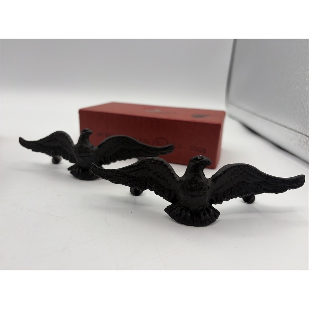 Antique Dresser Drawer Pulls Eagle Cabinet Handles Vintage Hardware 2 Black Set